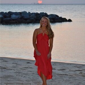 Banana Republic Elegant Coral Halter Dress